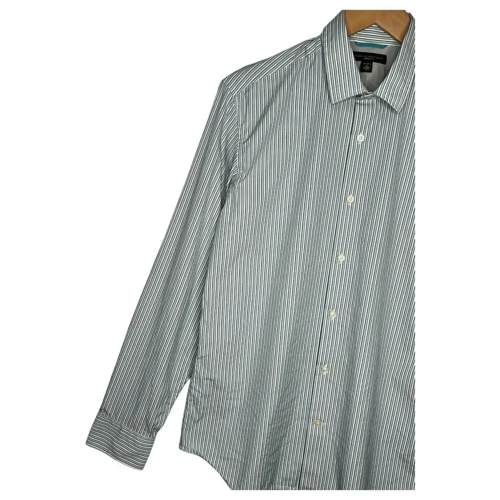 New Banana Republic Shirt Mens M Slim Fit Striped Button Up Long Sleeve Green